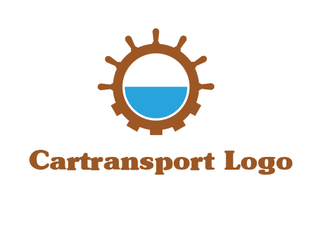 water in ship wheel and gear engineering logo icon