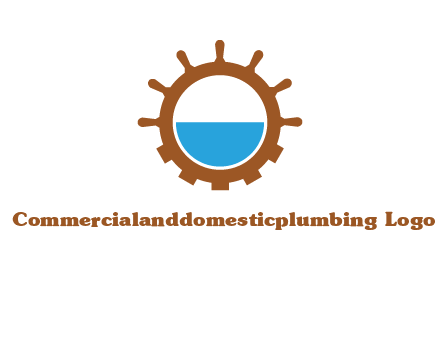 water in ship wheel and gear engineering logo icon