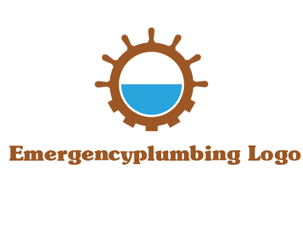 water in ship wheel and gear engineering logo icon