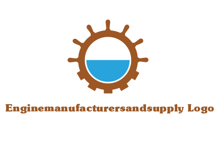 water in ship wheel and gear engineering logo icon