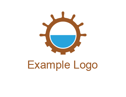 water in ship wheel and gear engineering logo icon