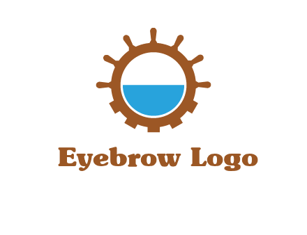 water in ship wheel and gear engineering logo icon