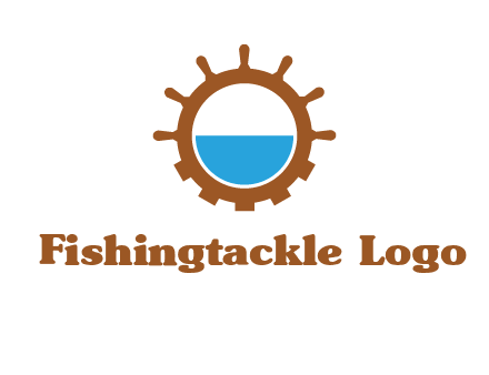 water in ship wheel and gear engineering logo icon