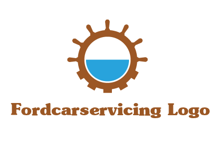 water in ship wheel and gear engineering logo icon