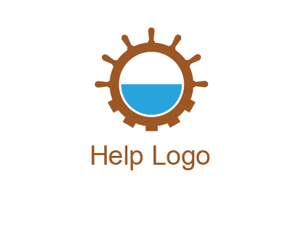 water in ship wheel and gear engineering logo icon