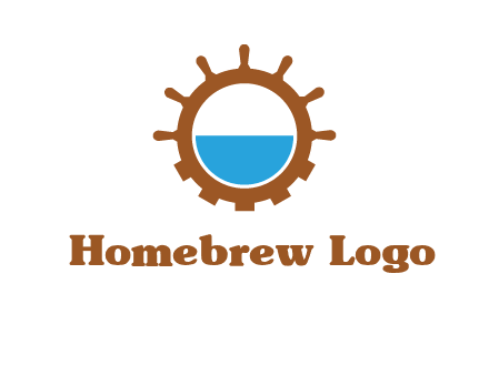 water in ship wheel and gear engineering logo icon