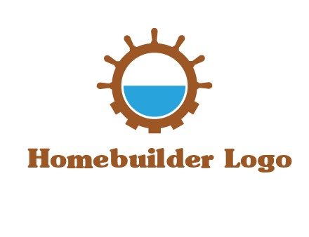 water in ship wheel and gear engineering logo icon