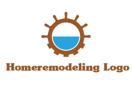 water in ship wheel and gear engineering logo icon