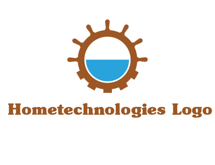 water in ship wheel and gear engineering logo icon