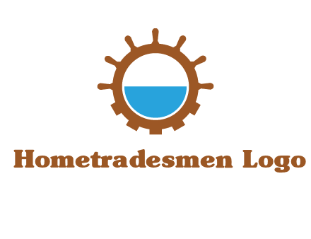 water in ship wheel and gear engineering logo icon