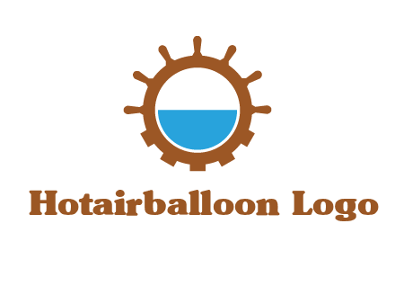 water in ship wheel and gear engineering logo icon