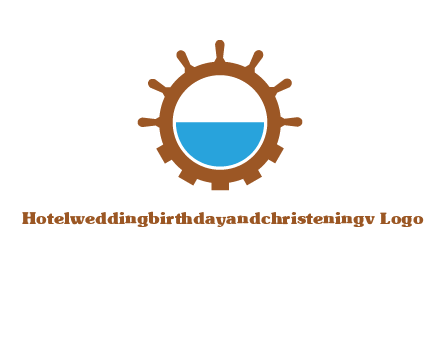 water in ship wheel and gear engineering logo icon