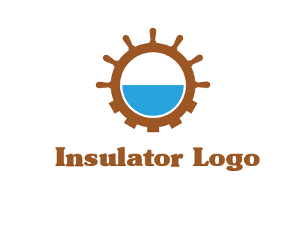 water in ship wheel and gear engineering logo icon