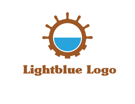 water in ship wheel and gear engineering logo icon