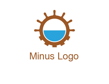 water in ship wheel and gear engineering logo icon