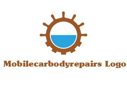 water in ship wheel and gear engineering logo icon