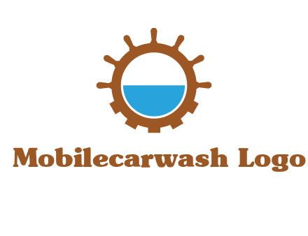 water in ship wheel and gear engineering logo icon