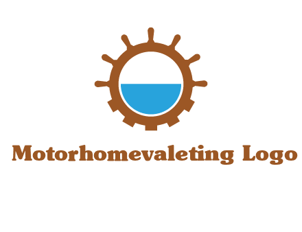 water in ship wheel and gear engineering logo icon