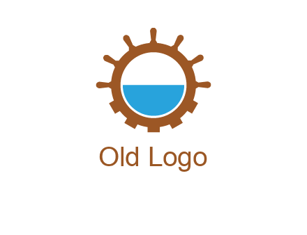 water in ship wheel and gear engineering logo icon
