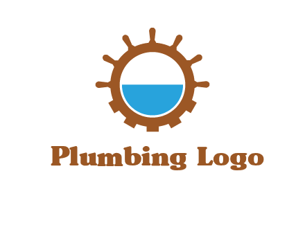 water in ship wheel and gear engineering logo icon