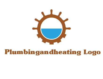 water in ship wheel and gear engineering logo icon