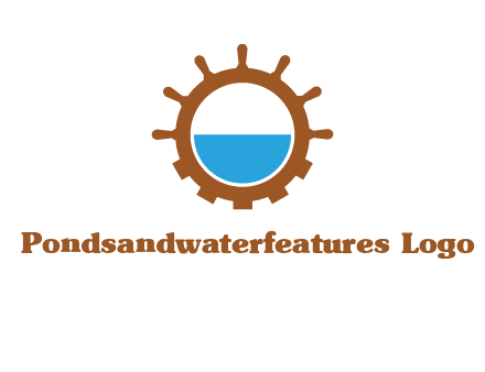 water in ship wheel and gear engineering logo icon