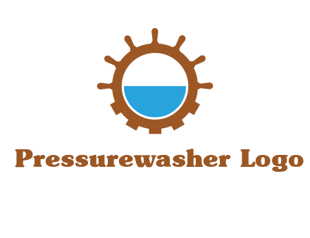 water in ship wheel and gear engineering logo icon
