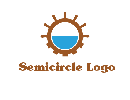 water in ship wheel and gear engineering logo icon