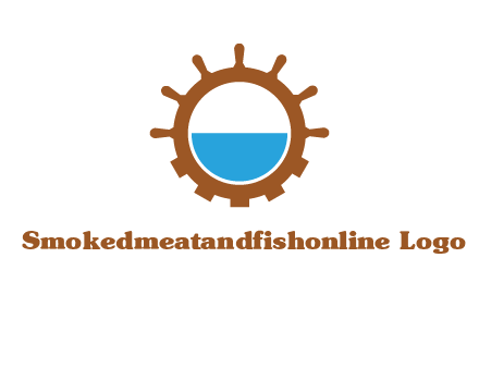 water in ship wheel and gear engineering logo icon