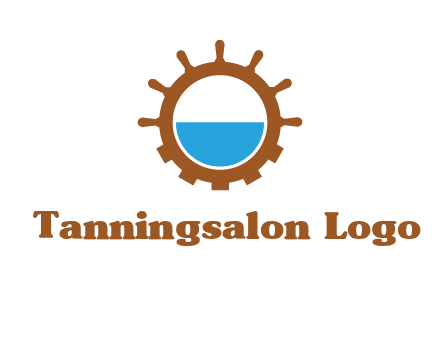 water in ship wheel and gear engineering logo icon