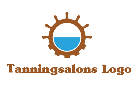 water in ship wheel and gear engineering logo icon