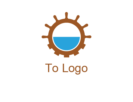 water in ship wheel and gear engineering logo icon