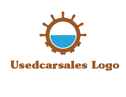 water in ship wheel and gear engineering logo icon