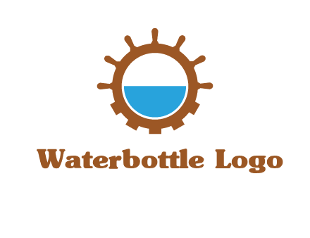 water in ship wheel and gear engineering logo icon