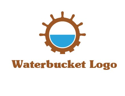 water in ship wheel and gear engineering logo icon
