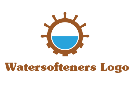 water in ship wheel and gear engineering logo icon