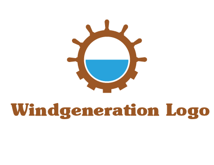water in ship wheel and gear engineering logo icon