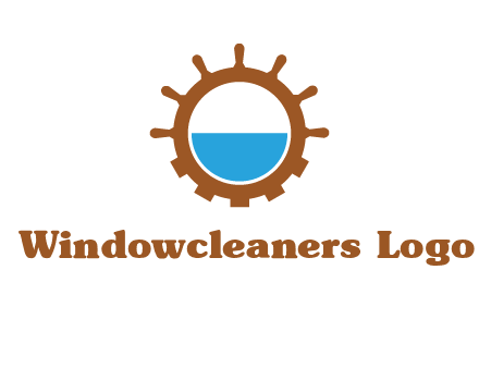 water in ship wheel and gear engineering logo icon