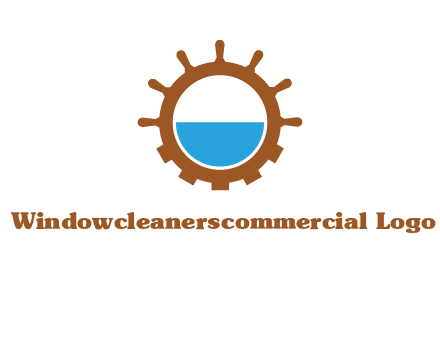 water in ship wheel and gear engineering logo icon