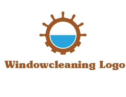 water in ship wheel and gear engineering logo icon