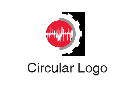 sound waves in circle and gear logo