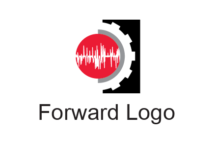 sound waves in circle and gear logo