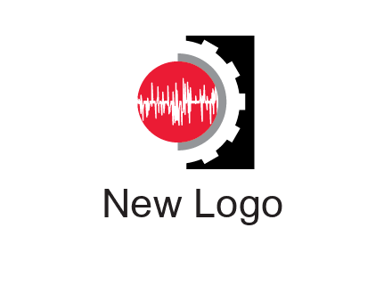 sound waves in circle and gear logo