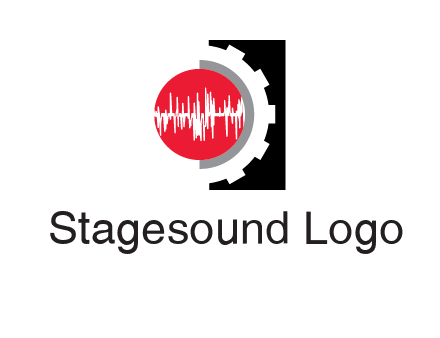 sound waves in circle and gear logo