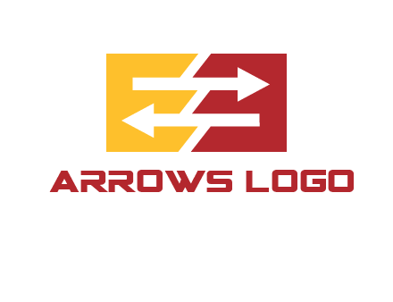 Letters EE creating arrows inside rectangle logo