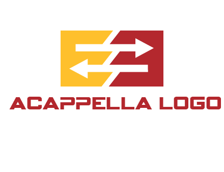 Letters EE creating arrows inside rectangle logo