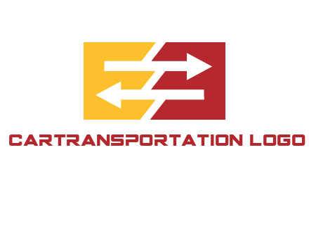 Letters EE creating arrows inside rectangle logo