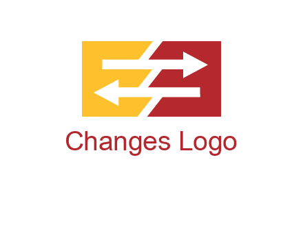 Letters EE creating arrows inside rectangle logo