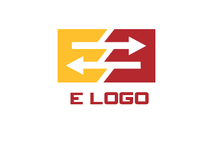Letters EE creating arrows inside rectangle logo