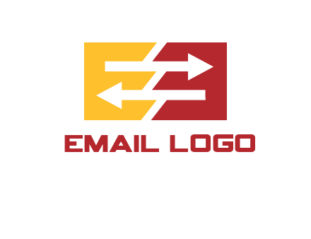 Letters EE creating arrows inside rectangle logo